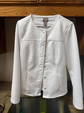 Chico's White Textured Snap Jacket